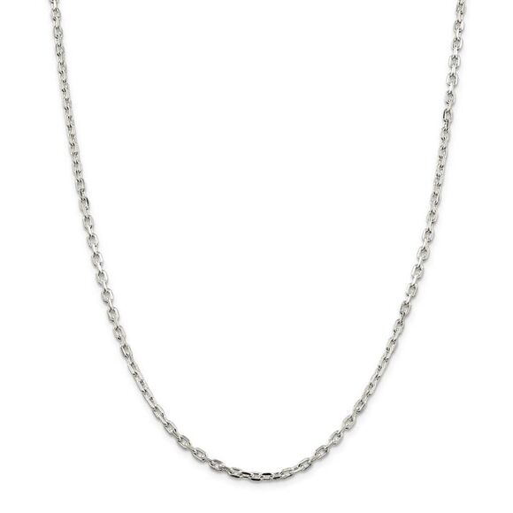 3.25mm Sterling Silver Solid Beveled Oval Cable Chain Necklace, 22 In - Picture 2 of 7